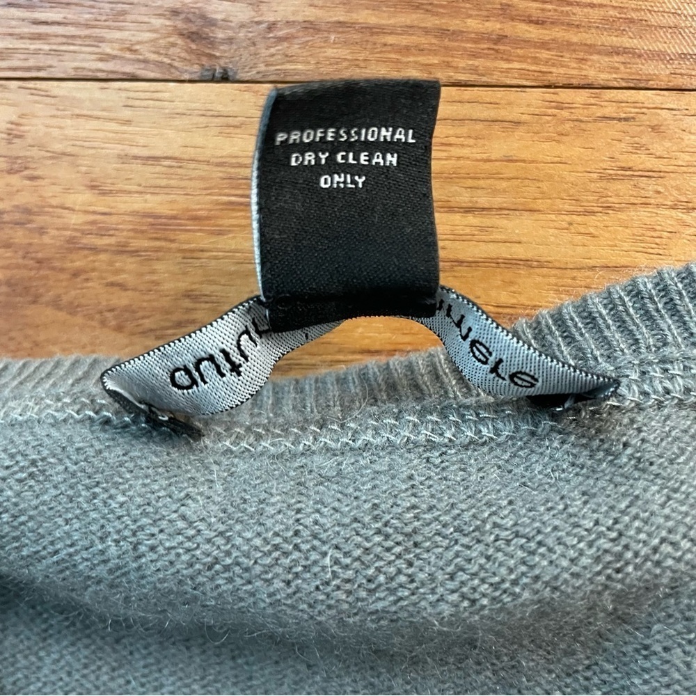 Autumn Cashmere Taupe Gray Cashmere Crew Neck Short Sleeve T Shirt Sweater - Picture 6 of 9